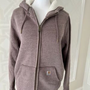 NWOT Carhartt Women"s Relaxed Fit Midweight Sherpa-Lined Full-Zip Sweatshirt